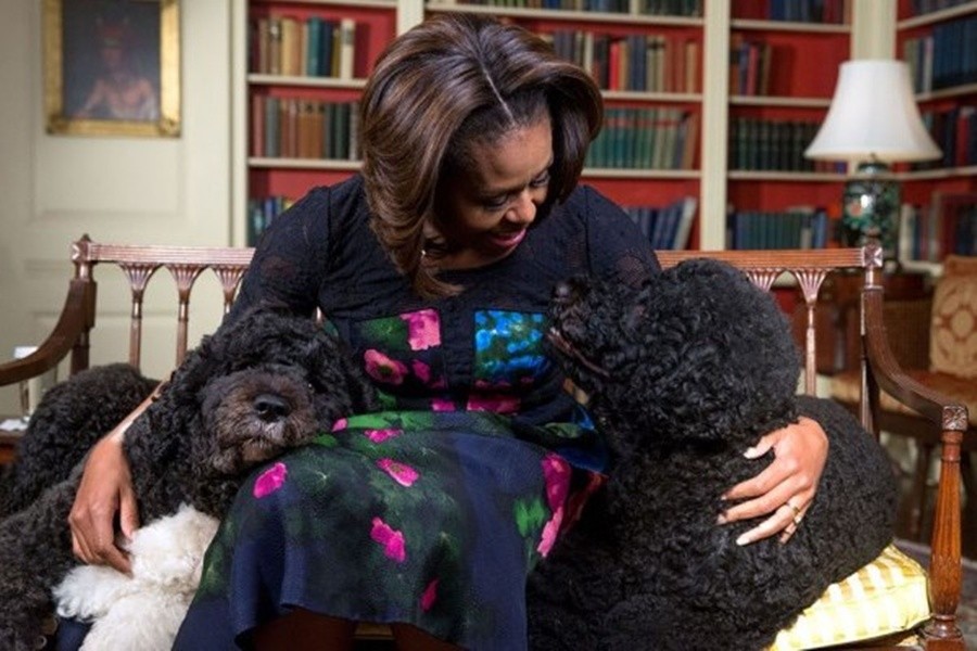 Michelle Obama e seus pets (Foto: Divulgação)