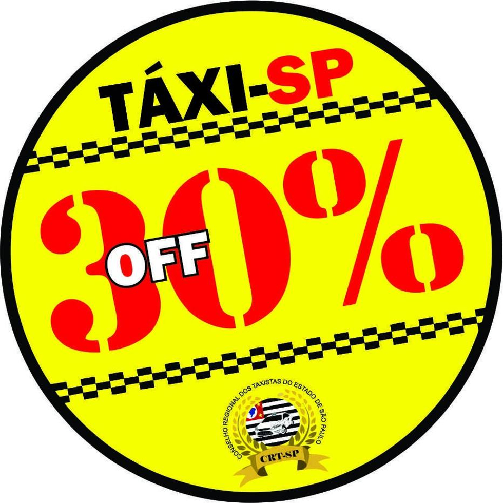 Táxis que aderirem à campanha devem ter adesivo “Táxi-SP: 30% OFF" no para-brisa do carro (Foto: Divulgação)